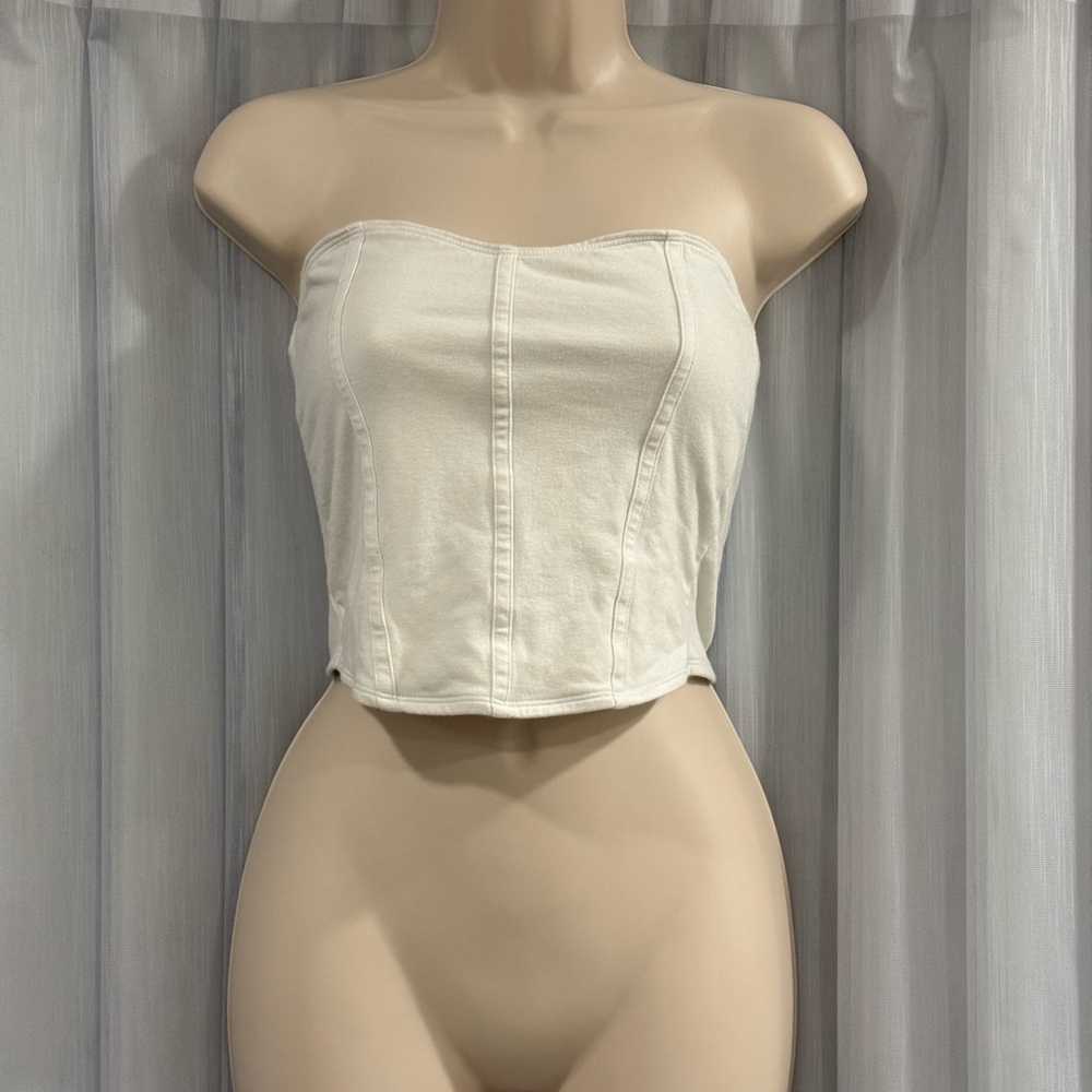 Hollister Cream Strapless Crop Top